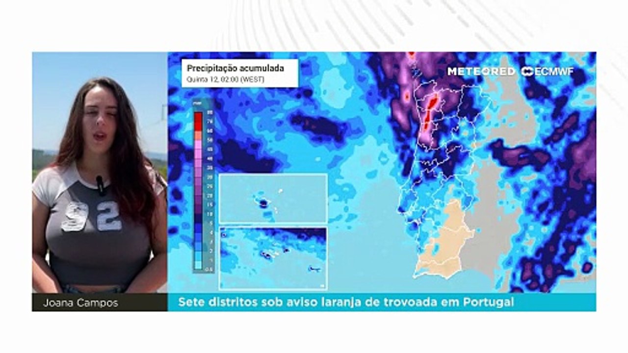 Sete distritos sob aviso laranja de trovoada em Portugal