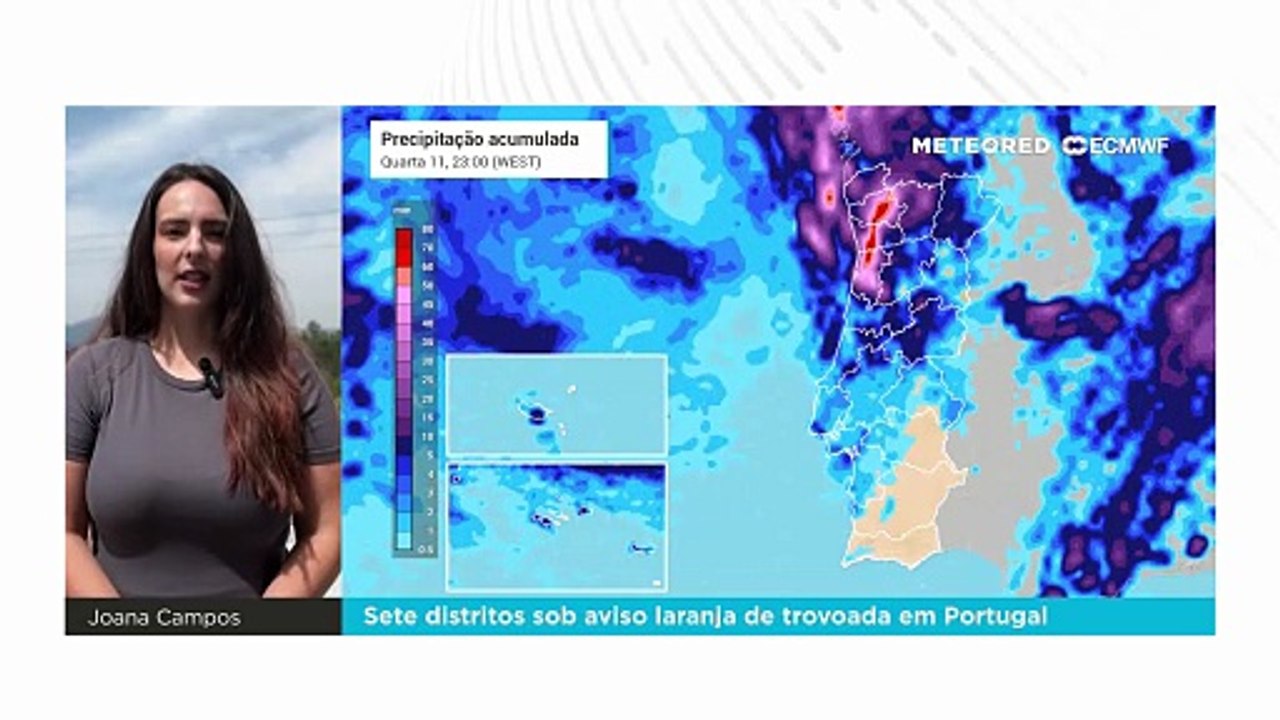 Sete distritos sob aviso laranja de trovoada em Portugal