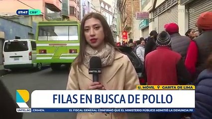 Filas en busca de pollo, en La Paz