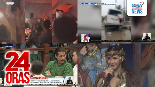 24 Oras: (Part 3) Sen. Padilla, tila muntik sugurin si Sen. Villanueva na nag-mosyong i-convene ang impeachment court; LWUA, binigyan ng 48 oras ni PBBM para imbestigahan ang kawalan ng tubig-gripo sa school restrooms; Sanya Lopez, emosyonal sa..., atbp.