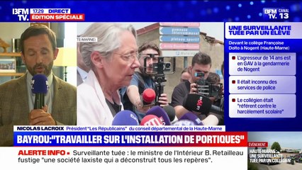 Surveillante tuée: "Dire qu'un jeune de bientôt 15 ans n'est pas responsable, car il est mineur, les Français ne sont plus prêts à l'entendre", affirme Nicolas Lacroix (LR)