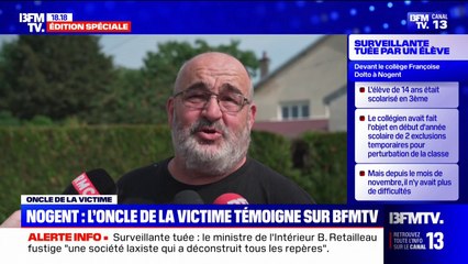 "Elle était d'une gentillesse incroyable": l'oncle de Mélanie, mortellement poignardée par un élève, témoigne sur BFMTV