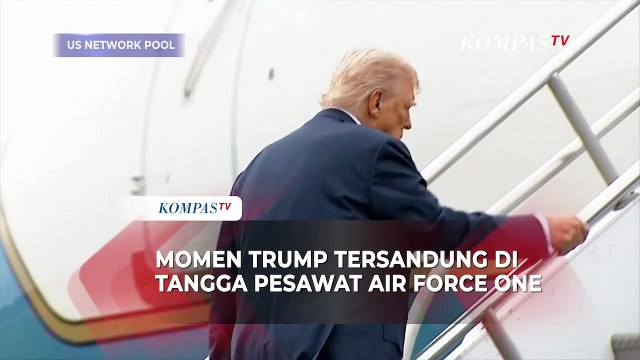 Detik-Detik Donald Trump Tersandung di Tangga Pesawat Air Force One usai Singgung Demo Los Angeles