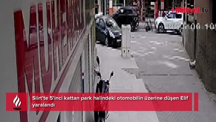 5'inci kattan otomobilin üzerine düştü! O anlar anbean kaydedildi