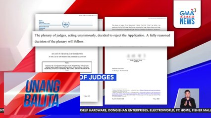 Hiling ng kampo ni FPRRD na i-disqualify ang 2 judge sa kaso niyang crimes against humanity, ibinasura ng ICC | Unang Balita