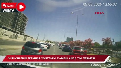 Diyarbakır'da sürücülerin fermuar yöntemiyle ambulansa yol vermesi kamerada