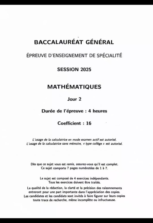 Sujet Bac de Maths Asie Jour 2 2025 tombé le 12/06/25#bac #bac2025 #spemaths #terminale