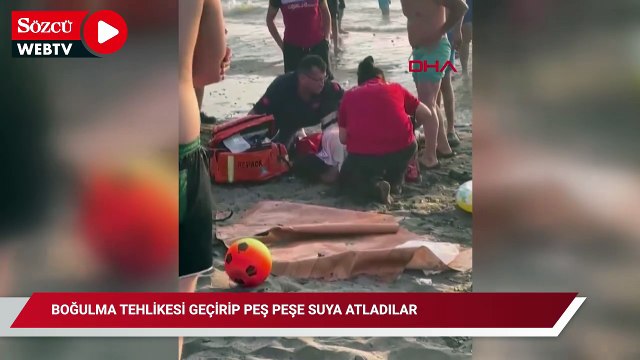 Boğulma tehlikesi geçirip peş peşe suya atladılar: Dalgalar arasında ölümle boğuştular