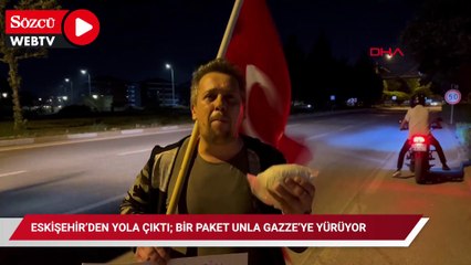 Eskişehir’den yola çıktı; bir paket unla Gazze’ye yürüyor