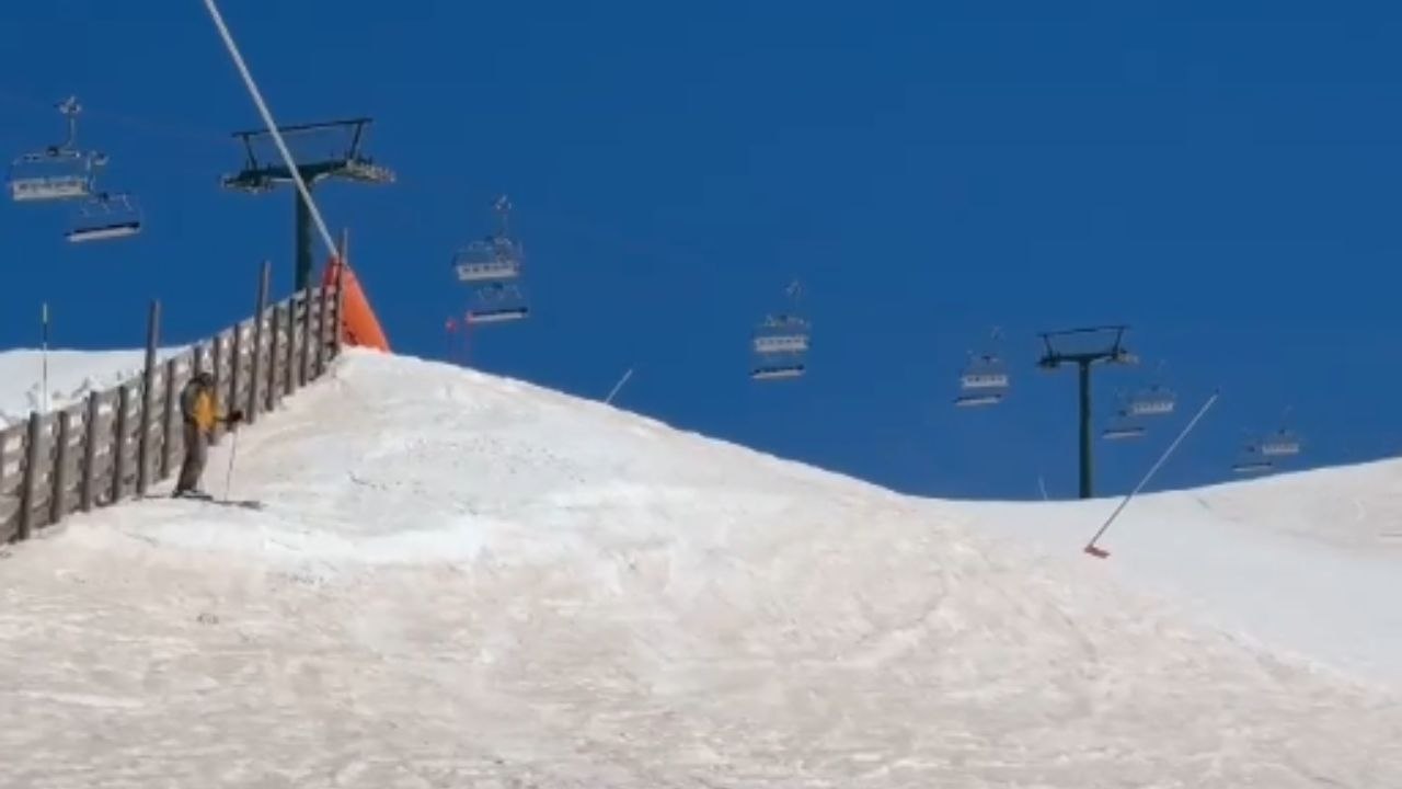 Skiing Fail: Skier starts smoothly but ends with a crash at the bottom