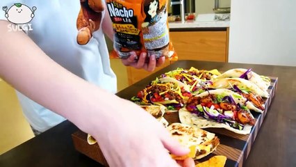 ASMR MUKBANG Mexican Taco (Chicken, Shrimp, Beef). Cheese Quesadilla, Guacamole, Nacho.