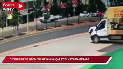 Diyarbakır'da otomobilin yayaya çarptığı kaza kamerada