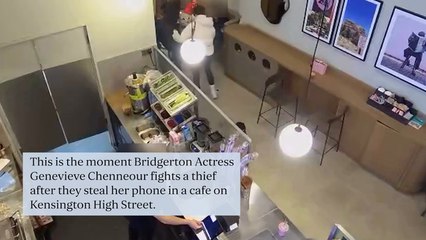 Shocking moment Bridgerton actress Genevieve Chenneour fights phone thief in Kensington café