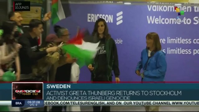 Sweden, activist Greta Thunberg returns to Stockholm and denounces Israeli genocide