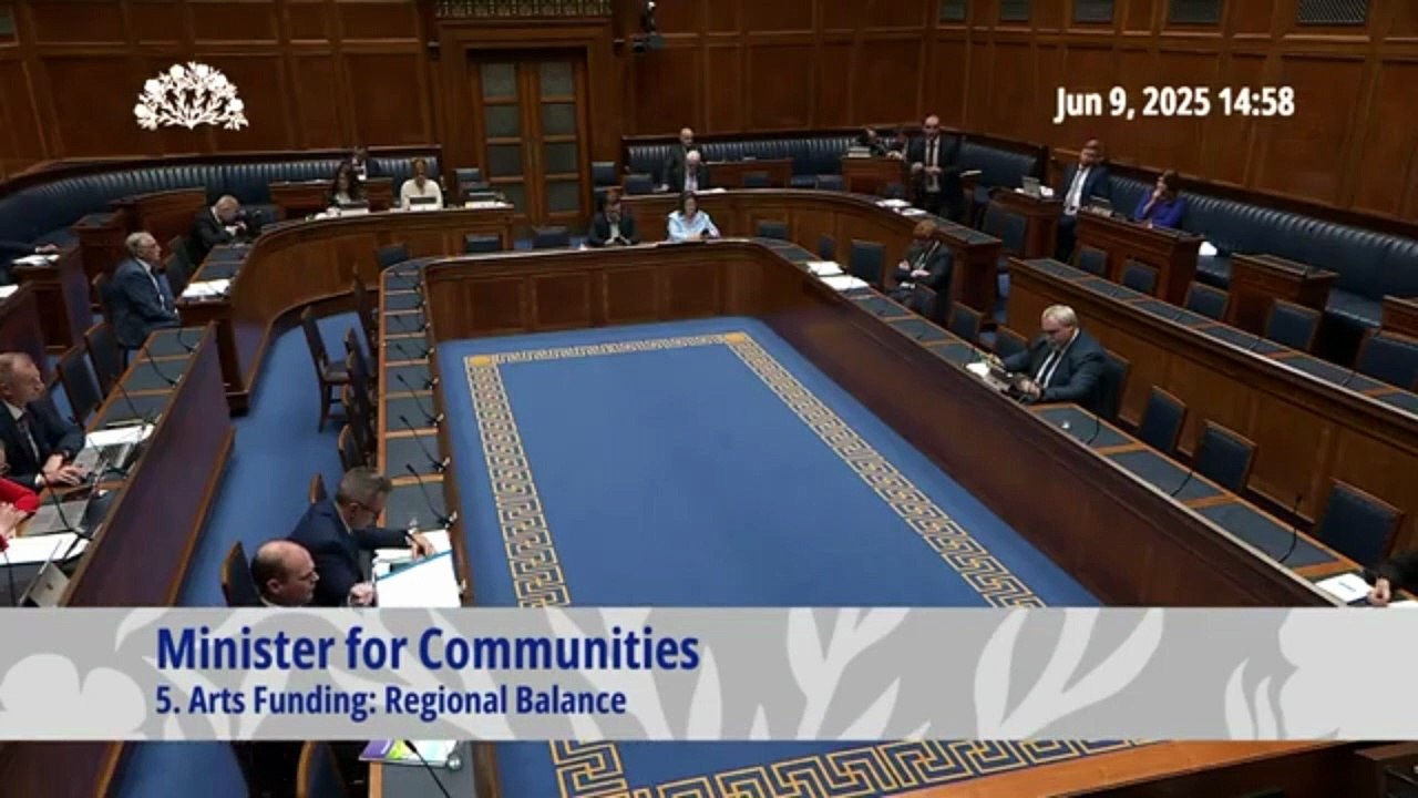 There were angry exchanges in the Stormont Assembly after arts minister Gordon Lyons told MLAs Derry gets a larger allocation of funding than its population share.