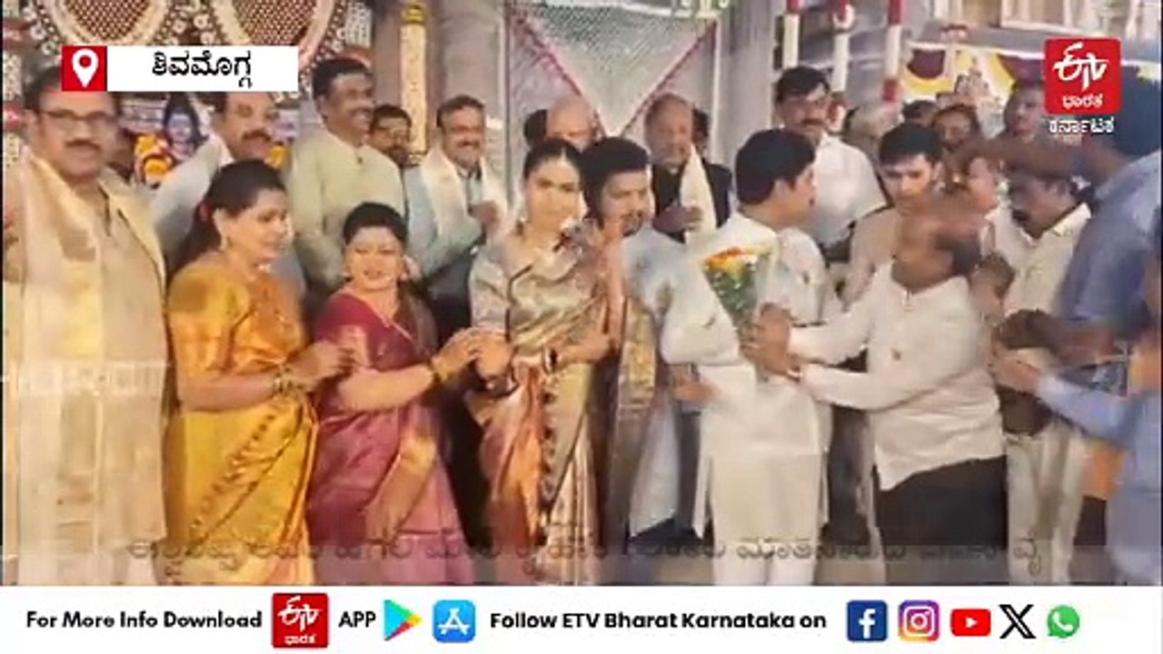 ಸಂಸದ ರಾಘವೇಂದ್ರ ಪುತ್ರನ ವಿವಾಹ ಆರಕ್ಷತೆಯಲ್ಲಿ ಯಡಿಯೂರಪ್ಪ-ಈಶ್ವರಪ್ಪ ಮುಖಾಮುಖಿ