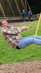 Man Loses Grip on Zipline Swing and Fall on Ground