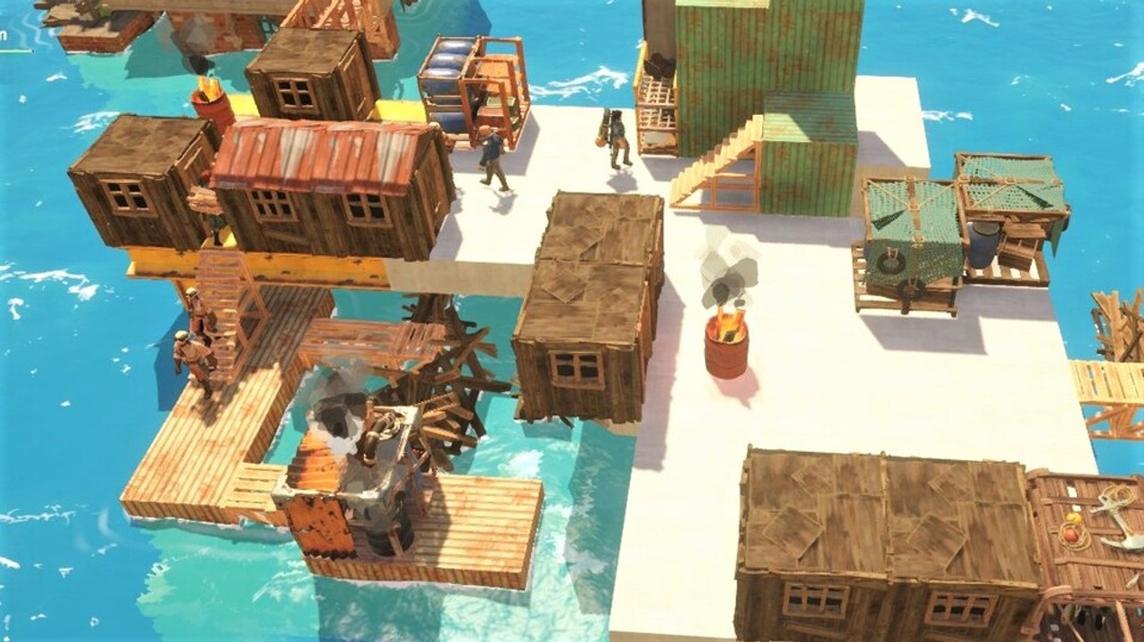 Wir errichten im Aufbauspiel All Will Fall unsere ersten Gebäude mitten im Ozean