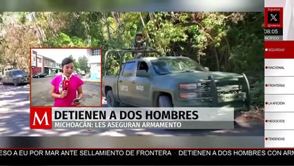 Autoridades federales detienen a dos hombres y se les asegura armamento en Michoacán
