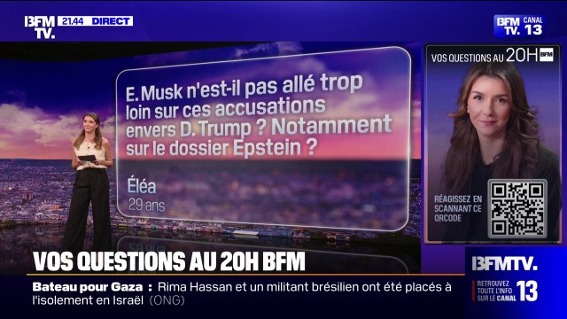 Elon Musk n'est-il pas allé trop loin sur ces accusations envers Donald Trump, notamment sur le dossier Epstein? Vos questions au 20H BFM