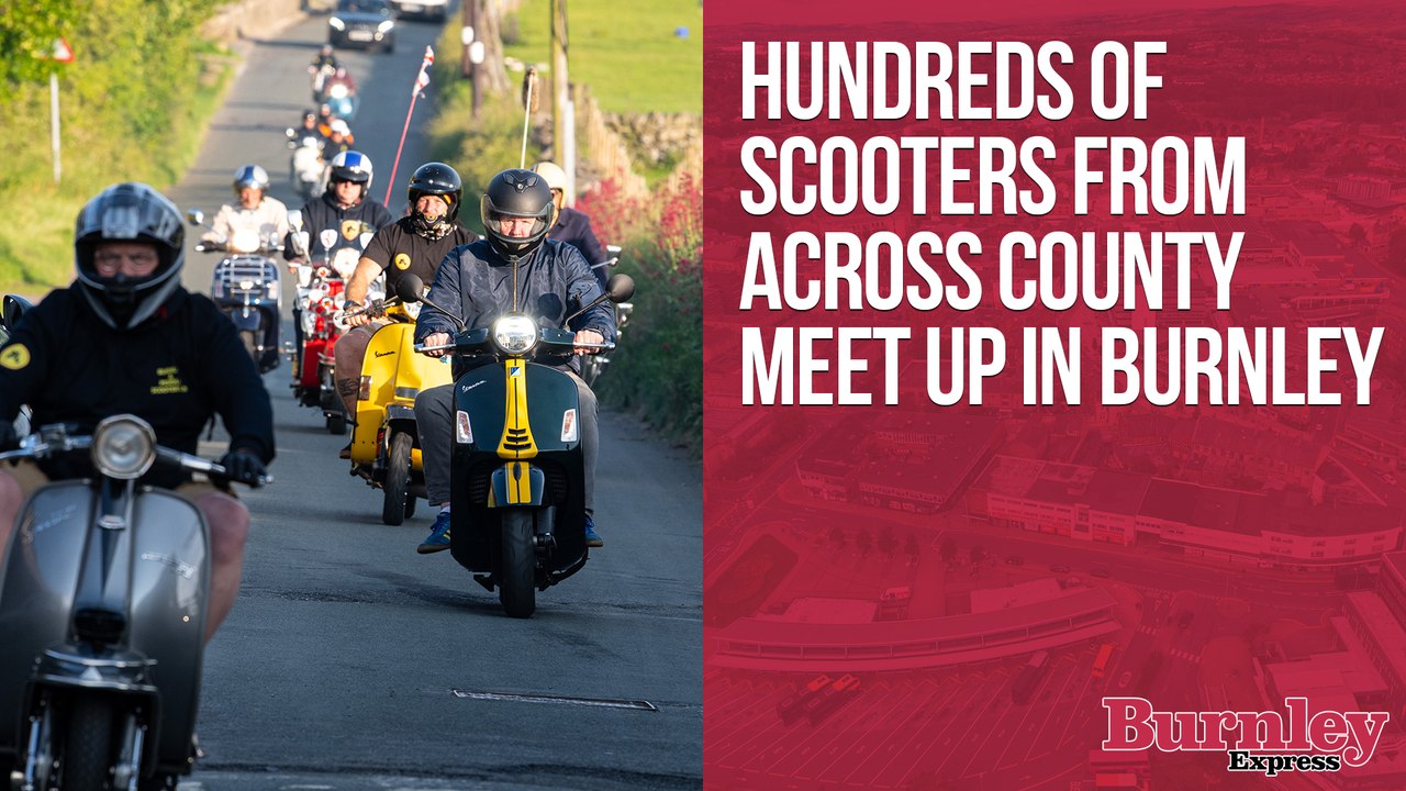 Hundreds of scooters meet up in Burnley as part of Lancashire Scooter Alliance.