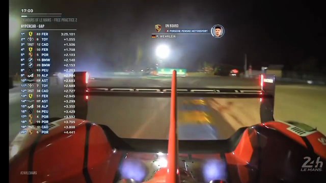 24H Mans 2025 FP2 Wehrlein Fire Exhaust Night Onboard