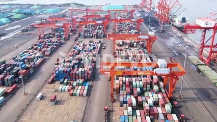 Bird's view container ship carrying container in import export business logistic and transportation