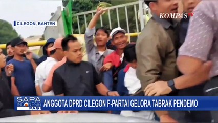 Detik-Detik Mobil Anggota DPRD Cilegon Tabrak Pendemo hingga Terjepit di Depan Pabrik Tepung