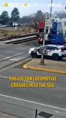 Caught on Camera: SUV Slammed by Train Moments After Driver Jumps Out