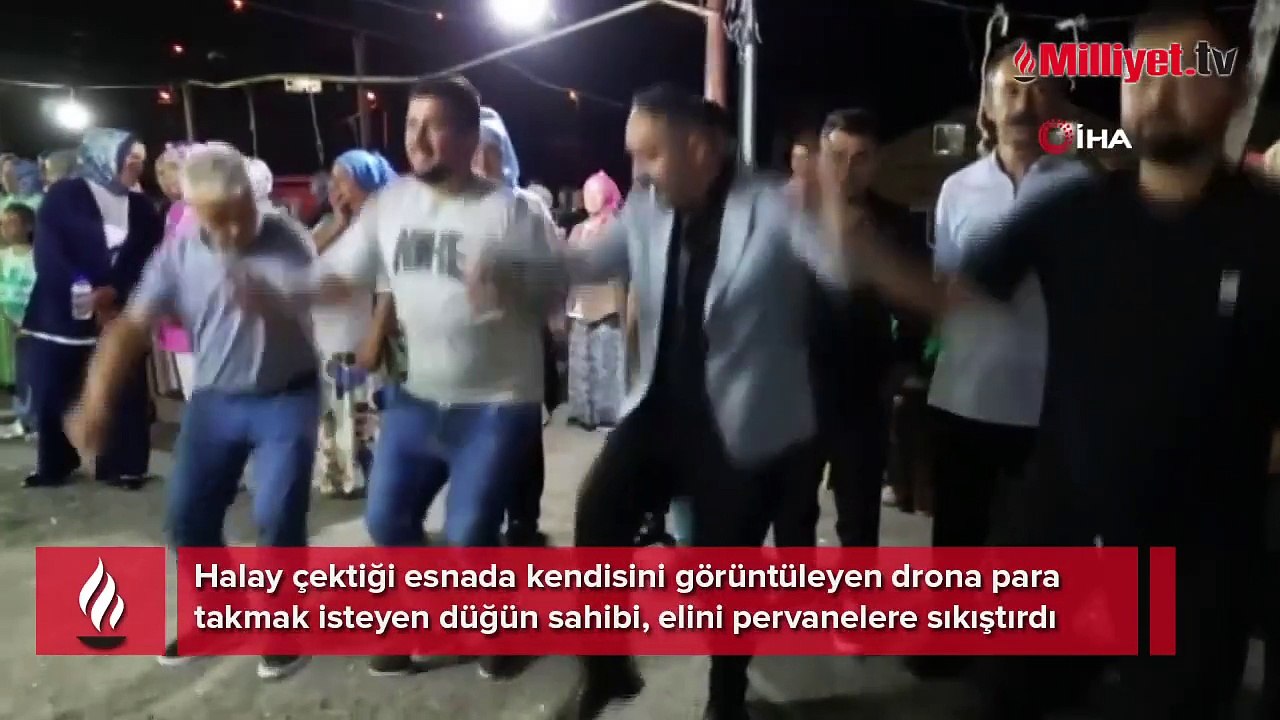 Düğünde drona para takmaya çalıştı! Az kalsın elinden oluyordu