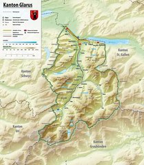 Map of Glarus Canton. Peta Kanton Glarus. Glarus Canton Map. Map of Canton of Glarus. Canton of Glarus Map. Karte des Kantons Glarus. Carte du canton de Glaris. Mappa del Canton Glarona. Mapa do Cantão de Glarus. Mapa del cantón de Glaris. グラールス州の地図