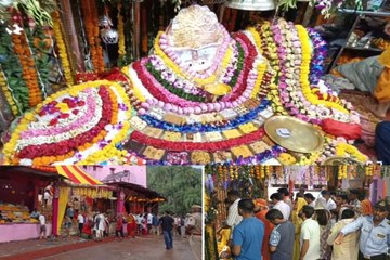 पांडुपोल हनुमानजी मेले में जयकारे लगते हुए पहुंच रहे श्रद्धालुओं