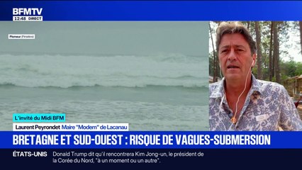 Houle cyclonique sur le littoral atlantique: "Au mois d'août, on est très surpris de ce phénomène-là", affirme Laurent Peyrondet (Modem) maire de Lacanau