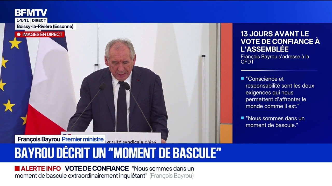 Vote de confiance: "C'est un moment de clarification et de vérité", estime François Bayrou