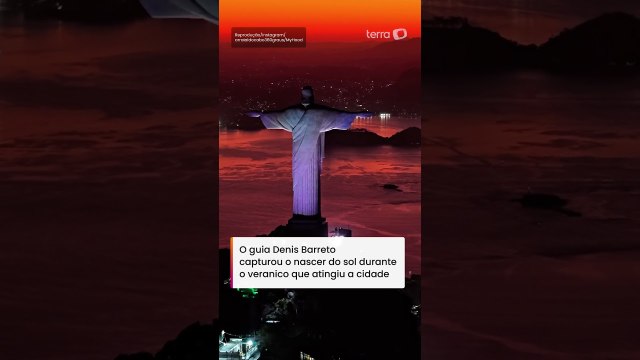 Imagens de drone mostram primeiras luzes do dia iluminando Cristo Redentor #shorts