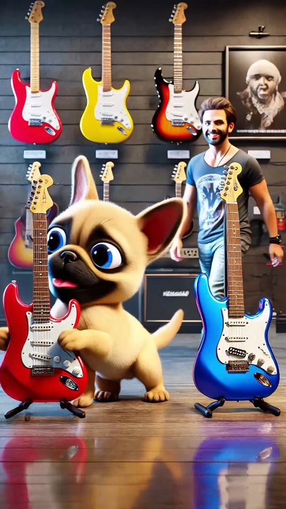 Frenchie s Rock & Roll Soul! Buys Guitar, Starts Family Band, Living Room Concert! 🎸🐶