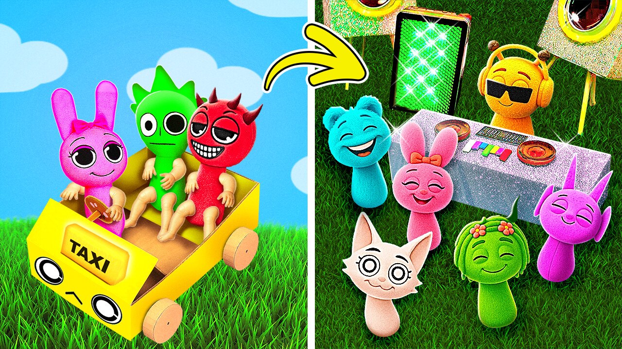 DIY Sprunki Party Pool! 🏖️🎉 Crazy Fun Attractions & Cool Cardboard Crafts IRL!🔥
