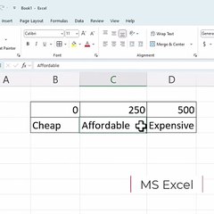 MS Excel HLOOKUP function for approximate data