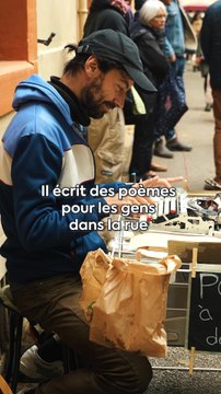 Poète de rue, Sébastien fait de chaque rencontre un vers, de chaque émotion une strophe. Au fil des discussions et de ses pensées, il trouve avec inspiration des mots qui touchent en plein cœur. 🖊️❤️