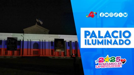 Palacio Nacional de Nicaragua brilla con los colores de la bandera rusa 🇳🇮🇷🇺