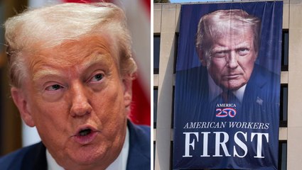 Trump told his ‘big, beautiful face’ now hangs on a banner from the Department of Labor