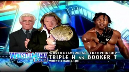 Triple H w/ Ric Flair vs Booker T - World Heavyweight Championship Match - WrestleMania 19 30/3/03