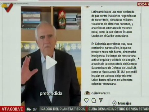 Expresidente colombiano rechaza pretensiones injerencistas de EE.UU. en contra de Venezuela