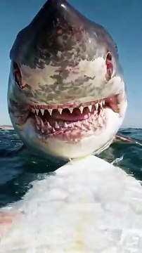 Giant Great White Shark Gets WAY Too Close To Surfboard waves and ships at the North Sea, Giant Mysterious Sea Creatures, Most Awesome Underwater, #ForYou #Shark #WhiteShark