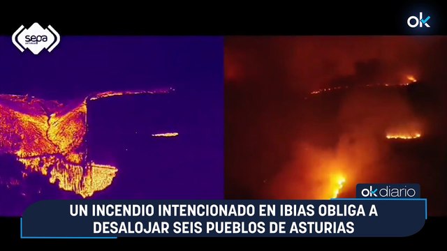 Un incendio intencionado en Ibias obliga a desalojar seis pueblos de Asturias