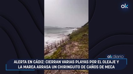 Alerta en Cádiz: cierran varias playas por el oleaje y la marea arrasa un chiringuito de Caños de Meca