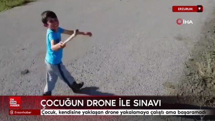 Erzurum'da bir çocuğun drone ile sınavı