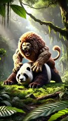 lion and a panda, reimagined through an AI art lens.
