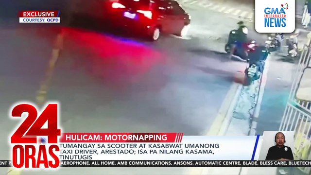 Tumangay sa scooter at kasabwat umanong taxi driver, arestado; isa pa nilang kasama, tinutugis | 24 Oras