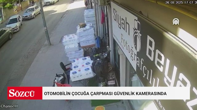 Otomobilin çocuğa çarpması güvenlik kamerasında